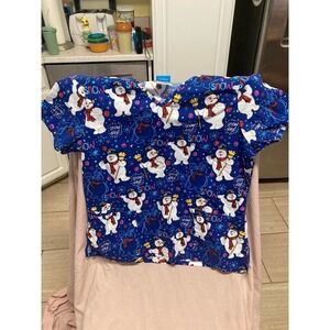 Frosty The Snowman Scrub Top Size M